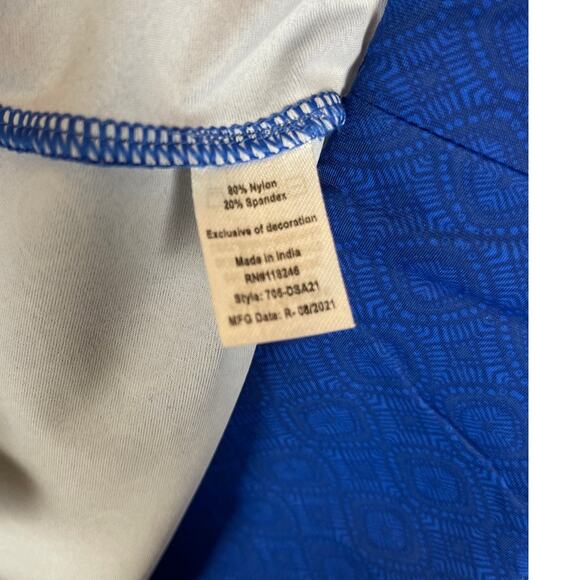 Cabana Life Royal Blues Embroidered Pom-Pom Off-The-Shoulder Dress Size Medium - Picture 9 of 13